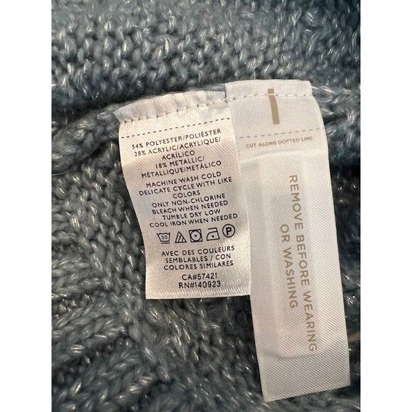 Loft Women's Cropped Cowl Neck Blue Sweater Size Small New With Tags - Picture 10 of 11